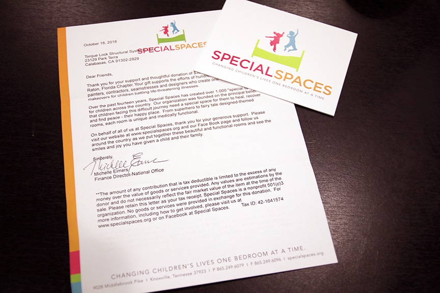 Letter from Special Spaces